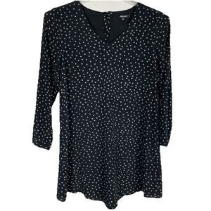 Madewell 100% Silk Swing Dress Size XS Black Star Print Holiday Party Career